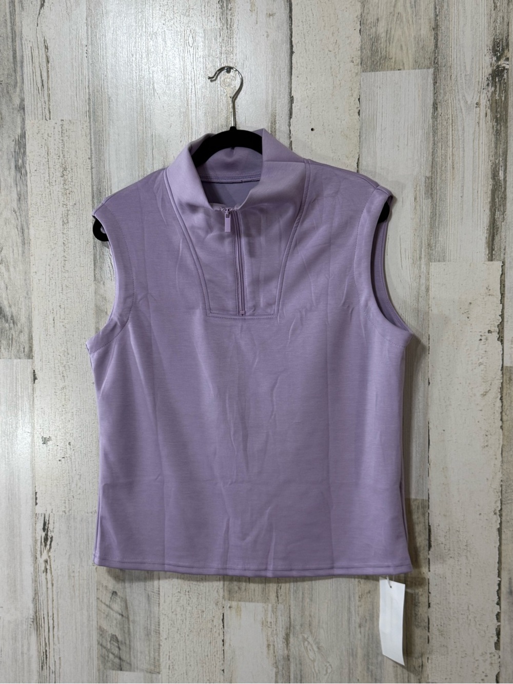Sleeveless Lavender Athletic Wear Zip-Front Sleeveless Top NEW